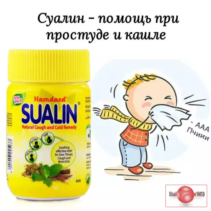 Суалин, средство от простуды и кашля, (Sualin) Hamdard, 60 таб